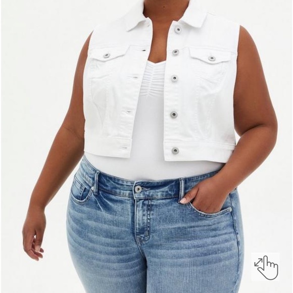 Torrid 3X stretch cropped denim jean vest classic - Picture 4 of 10